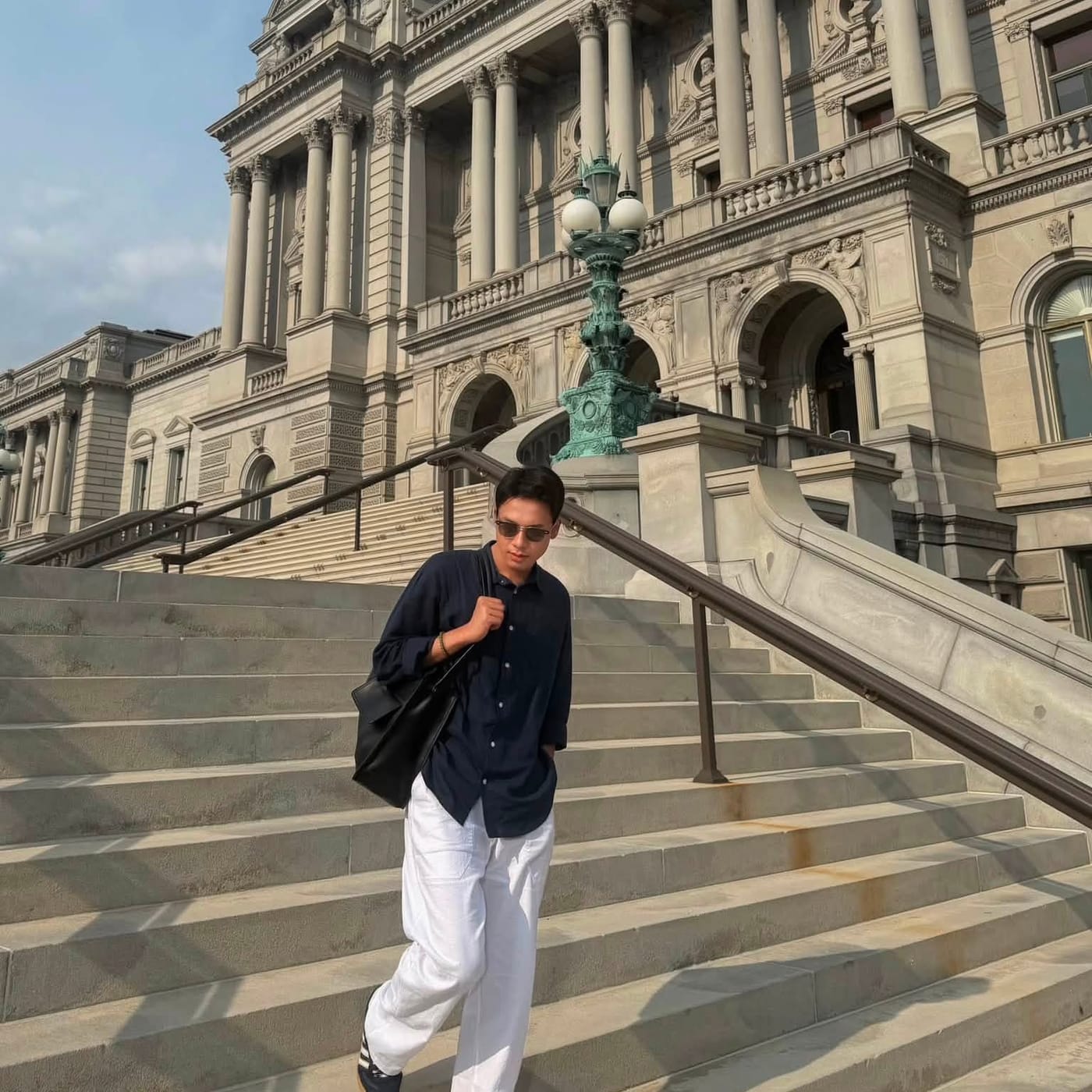 Han Zaw Latt on the steps of the Library of Congress